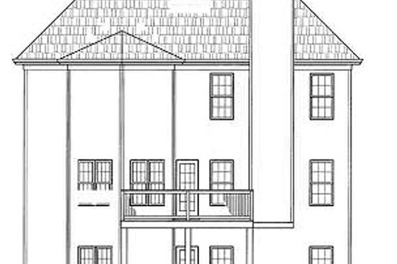 Exterior - Rear Elevation for European House Plan #119-278 - 3 bed, 2.5 bath