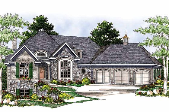 Exterior - Front Elevation 3 for European House Plan #70-781 - 5 bed, 4 bath