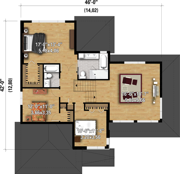 Contemporary Floor Plan - Upper Floor Plan #25-4905