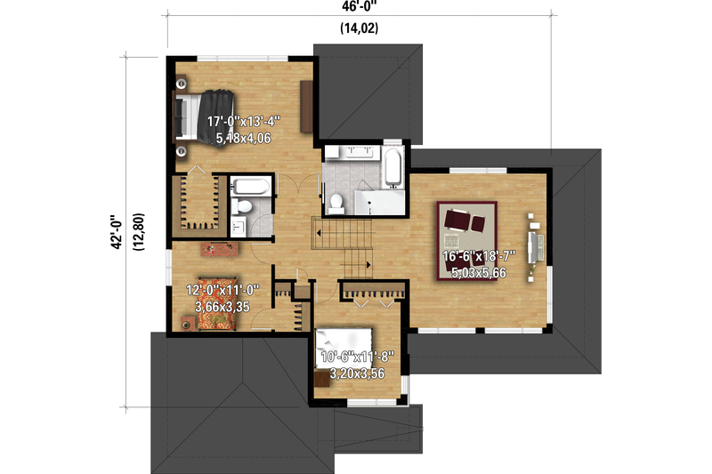 Dream House Plan - Floor Plan - Upper Floor for Contemporary House Plan #25-4905 - 3 bed, 2.5 bath