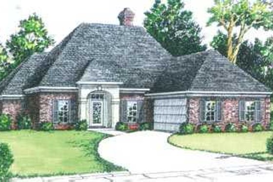Exterior - Front Elevation for European House Plan #15-152 - 3 bed, 2 bath