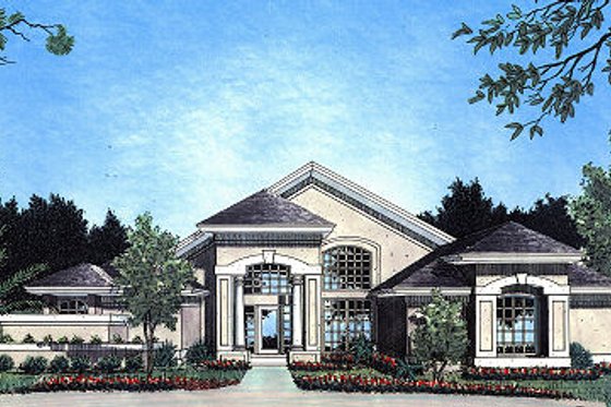 Exterior - Front Elevation for Mediterranean House Plan #417-252 - 4 bed, 3 bath