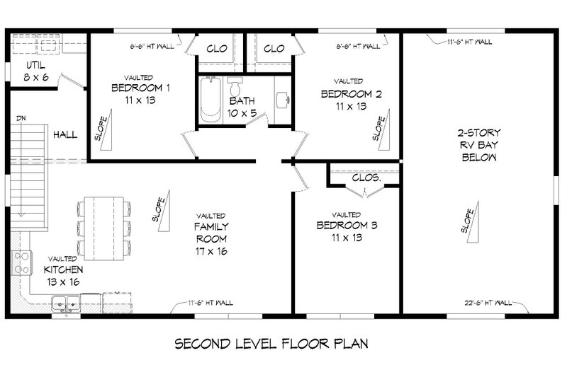 House Blueprint - Floor Plan - Upper Floor for Modern House Plan #932-754 - 3 bed, 1 bath