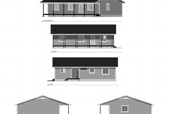 Exterior - Other Elevation 2 for Country House Plan #1077-1 - 3 bed, 2 bath