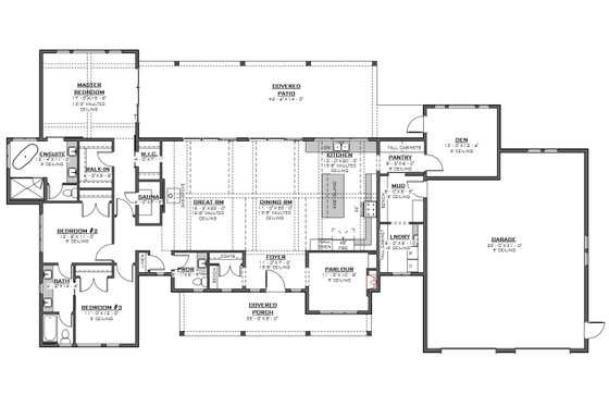 Floor Plan - Main Floor for Ranch House Plan #1086-13 - 3 bed, 2.5 bath