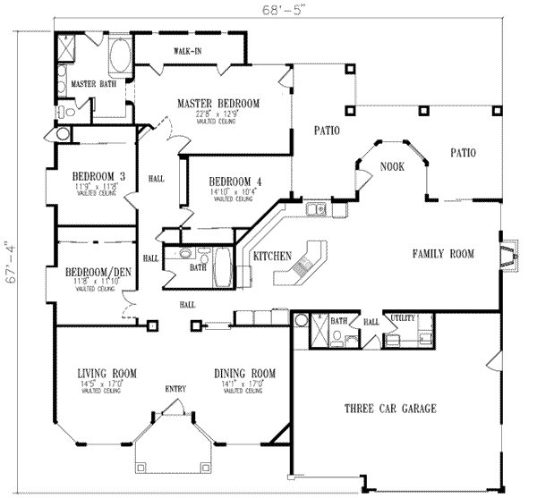 House Design - Adobe / Southwestern Floor Plan - Main Floor Plan #1-660
