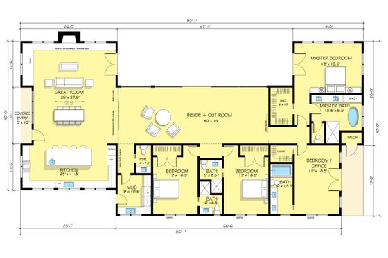 Floor Plan - Main Floor for Ranch House Plan #888-18 - 4 bed, 4.5 bath