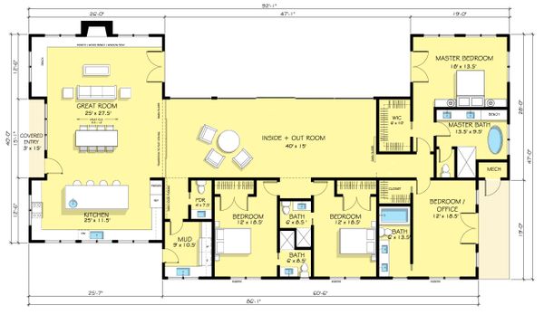 Ranch Floor Plan - Main Floor Plan #888-18