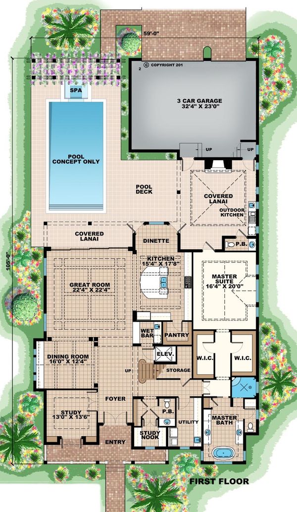 Beach Floor Plan - Main Floor Plan #27-486