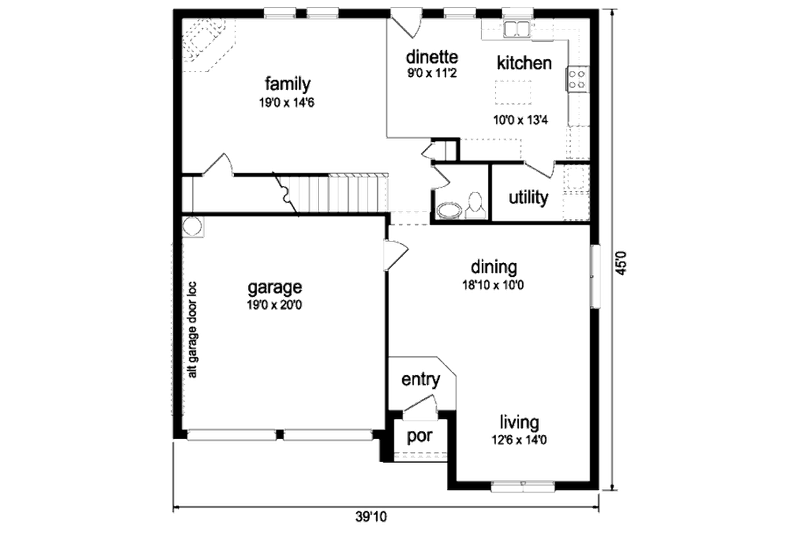 Home Plan - Floor Plan - Main Floor for Traditional House Plan #84-385 - 4 bed, 2.5 bath