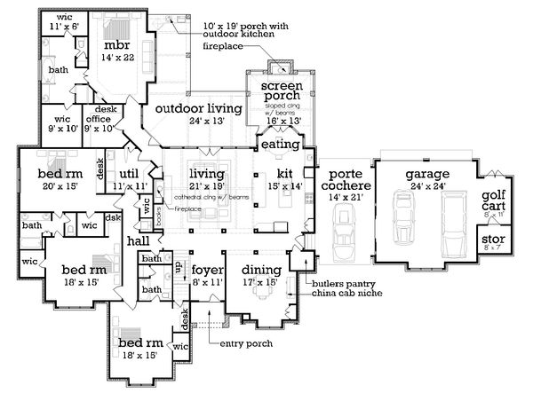 European Floor Plan - Main Floor Plan #45-379
