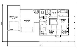 Floor Plan - Main Floor for Barndominium House Plan #20-2556 - 3 bed, 2.5 bath