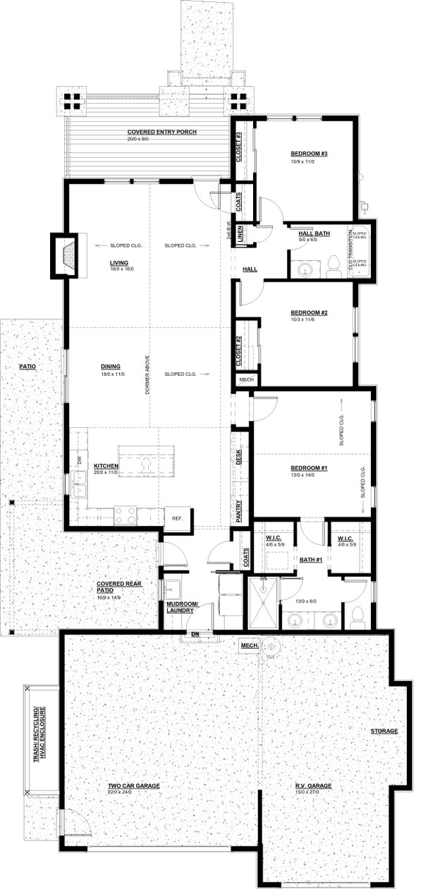 Craftsman Floor Plan - Main Floor Plan #895-164