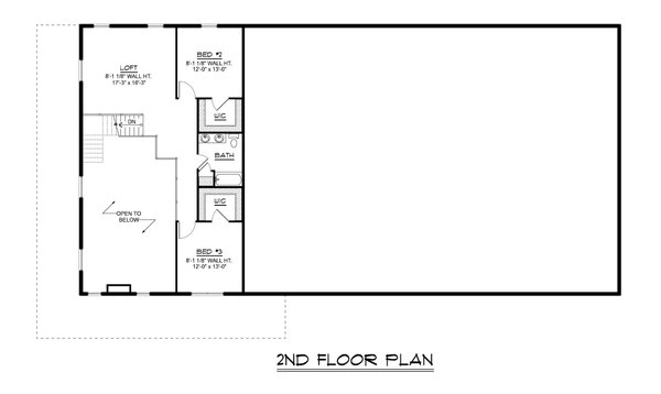 House Blueprint - Barndominium Floor Plan - Upper Floor Plan #1064-443
