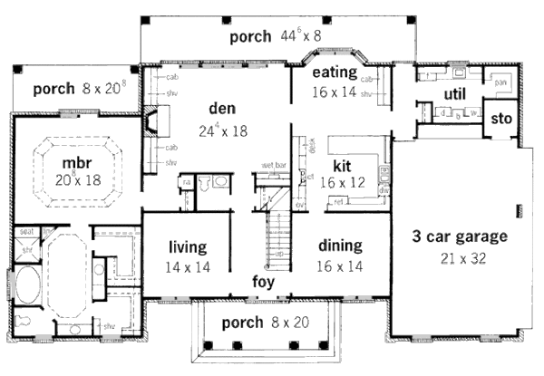 Southern Floor Plan - Main Floor Plan #16-235