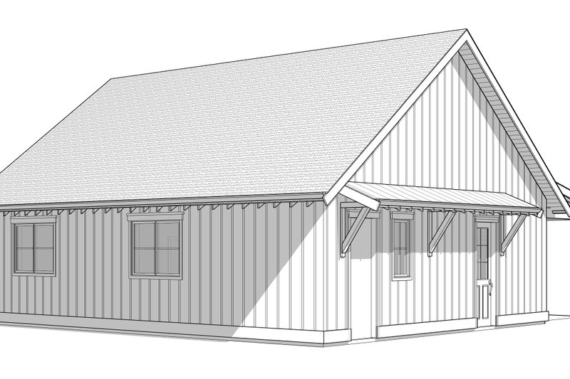 House Blueprint - Exterior - Rear Elevation for Farmhouse House Plan #1114-105 - 2 bed, 1 bath