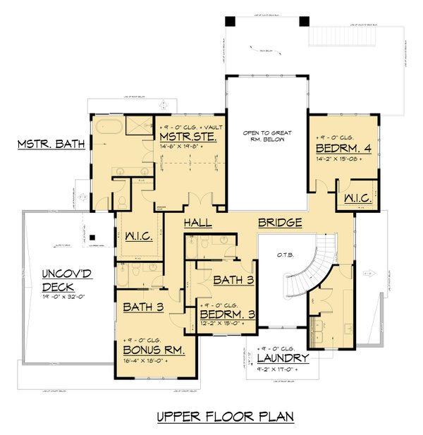 Traditional Floor Plan - Upper Floor Plan #1066-286