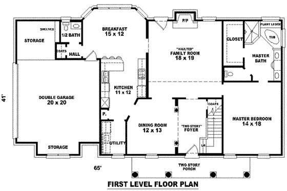 Floor Plan - Main Floor for Colonial House Plan #81-854 - 4 bed, 3.5 bath