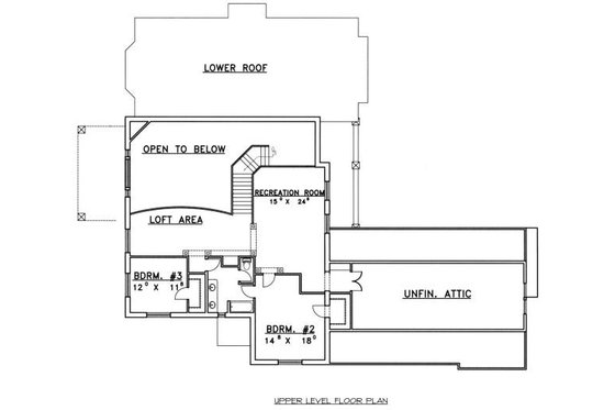 Floor Plan - Upper Floor for European House Plan #117-562 - 3 bed, 2.5 bath