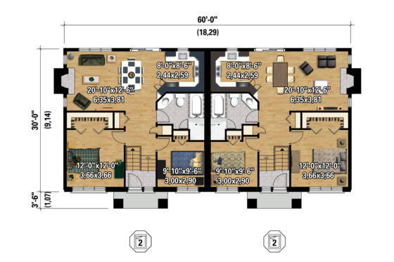 Floor Plan - Main Floor 1 for Contemporary House Plan #25-4395 - 4 bed, 2 bath