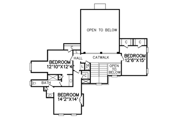 Floor Plan - Upper Floor for Traditional House Plan #65-237 - 4 bed, 2.5 bath