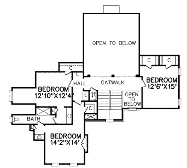 Traditional Floor Plan - Upper Floor Plan #65-237