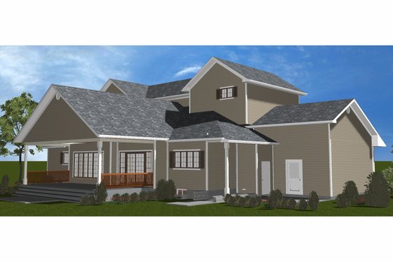 Exterior - Rear Elevation for Farmhouse House Plan #3-344 - 5 bed, 4 bath