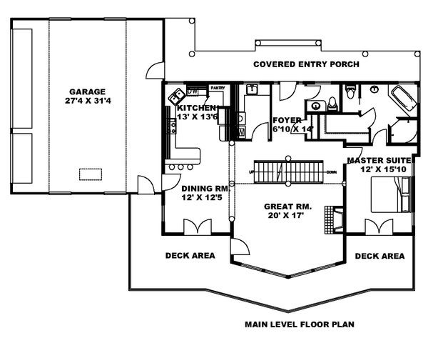 Home Plan - Floor Plan - Main Floor for Craftsman House Plan #117-1089 - 3 bed, 2.5 bath
