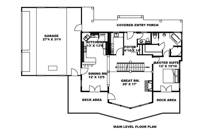 Home Plan - Floor Plan - Main Floor for Craftsman House Plan #117-1089 - 3 bed, 2.5 bath