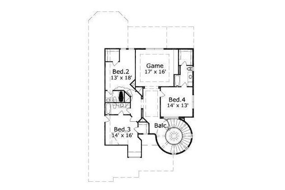 Floor Plan - Upper Floor for European House Plan #411-578 - 4 bed, 4.5 bath