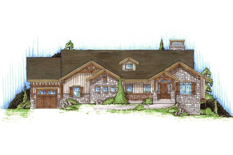 Architectural House Design - Ranch Exterior - Front Elevation Plan #5-243