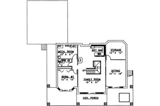 Floor Plan - Lower Floor for Country House Plan #117-272 - 3 bed, 2.5 bath