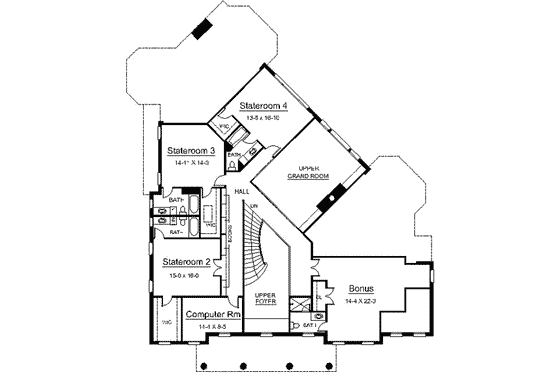 Floor Plan - Upper Floor for Classical House Plan #119-207 - 4 bed, 5 bath