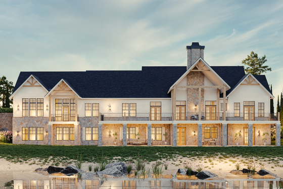 Exterior - Rear Elevation 2 for Ranch House Plan #119-430 - 3 bed, 2.5 bath