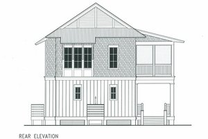Exterior - Rear Elevation for Beach House Plan #443-9 - 4 bed, 4.5 bath