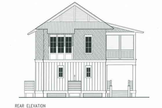 Exterior - Rear Elevation for Beach House Plan #443-9 - 4 bed, 4.5 bath
