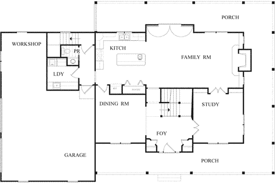 Floor Plan - Main Floor for Country House Plan #71-137 - 3 bed, 3.5 bath