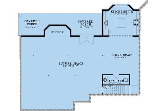 Floor Plan - Lower Floor for Farmhouse House Plan #923-438 - 3 bed, 2 bath