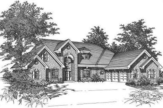 Exterior - Front Elevation for European House Plan #329-311 - 5 bed, 3.5 bath