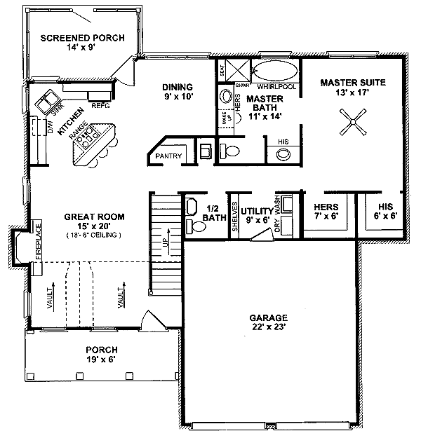 Home Plan - Traditional Floor Plan - Main Floor Plan #14-219