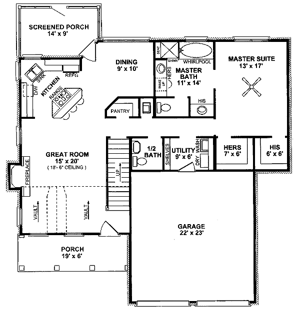 Architectural House Design - Traditional Floor Plan - Main Floor Plan #14-219