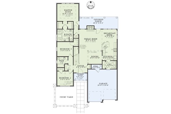 Floor Plan - Main Floor for Mediterranean House Plan #17-2920 - 4 bed, 3 bath