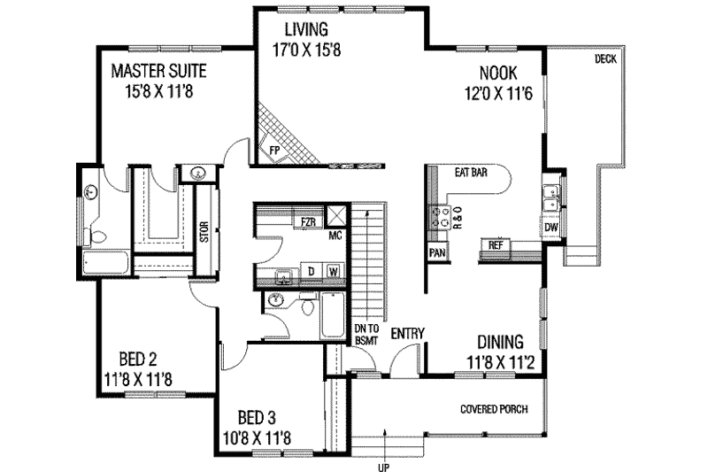 Home Plan - Floor Plan - Main Floor for Ranch House Plan #60-125 - 3 bed, 2 bath