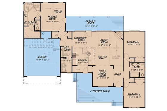 Floor Plan - Main Floor for Country House Plan #923-128 - 3 bed, 2 bath