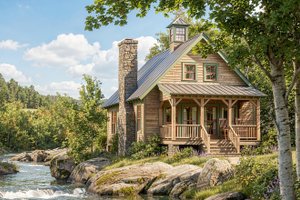 Home Plan - Exterior - Front Elevation for Cabin House Plan #137-420 - 1 bed, 1.5 bath
