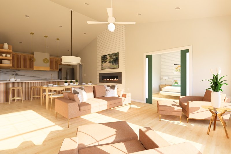 House Blueprint - Interior - Family Room for Farmhouse House Plan #126-247 - 3 bed, 2 bath