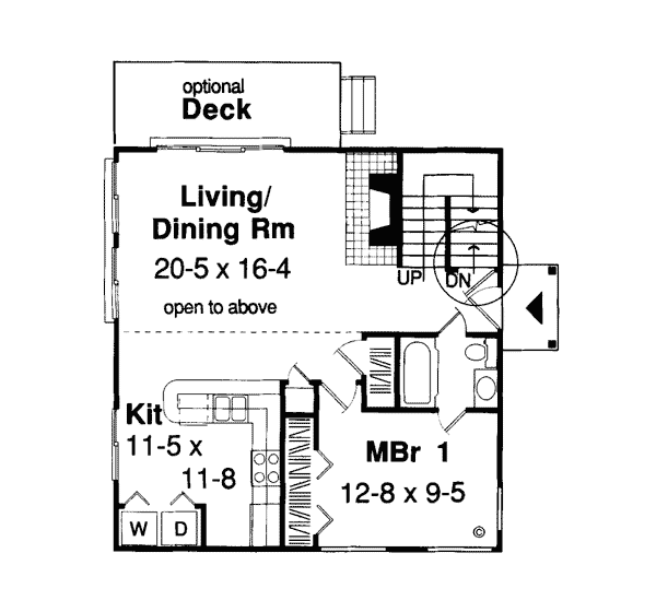 Floor Plan - Main Floor for Contemporary House Plan #312-587 - 3 bed, 2 bath