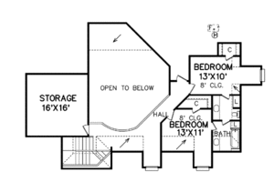 Floor Plan - Upper Floor for Country House Plan #65-203 - 5 bed, 4 bath