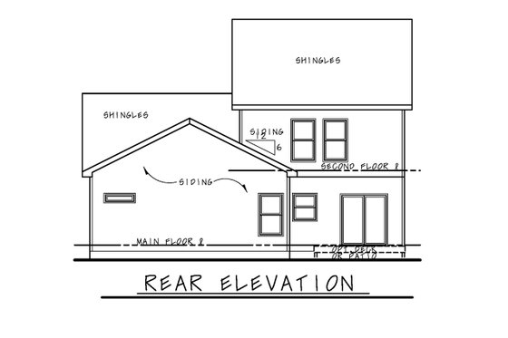 Exterior - Rear Elevation for Traditional House Plan #20-2516 - 4 bed, 3.5 bath
