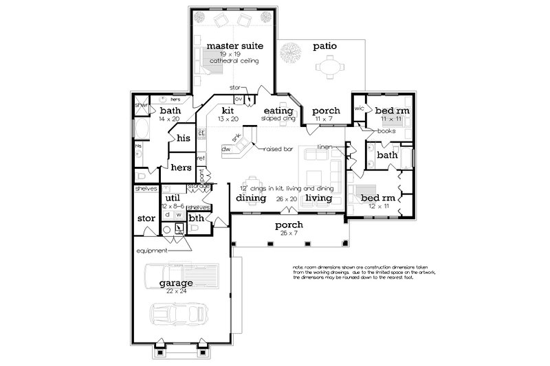 Dream House Plan - Floor Plan - Main Floor for Craftsman House Plan #45-586 - 3 bed, 3 bath